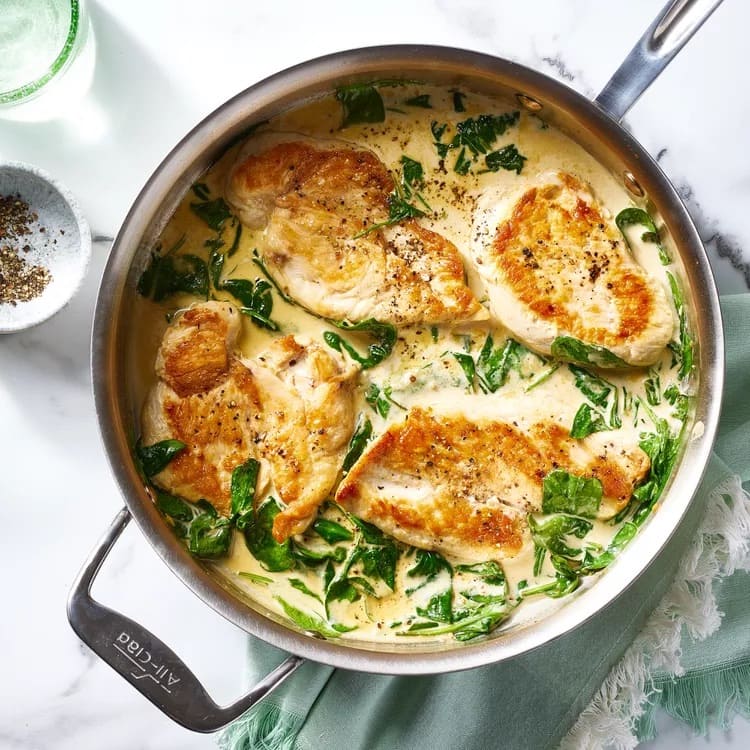 시금치 크림소스 닭가슴살 스테이크 (Petto di Pollo alla Spinaci e Crema)